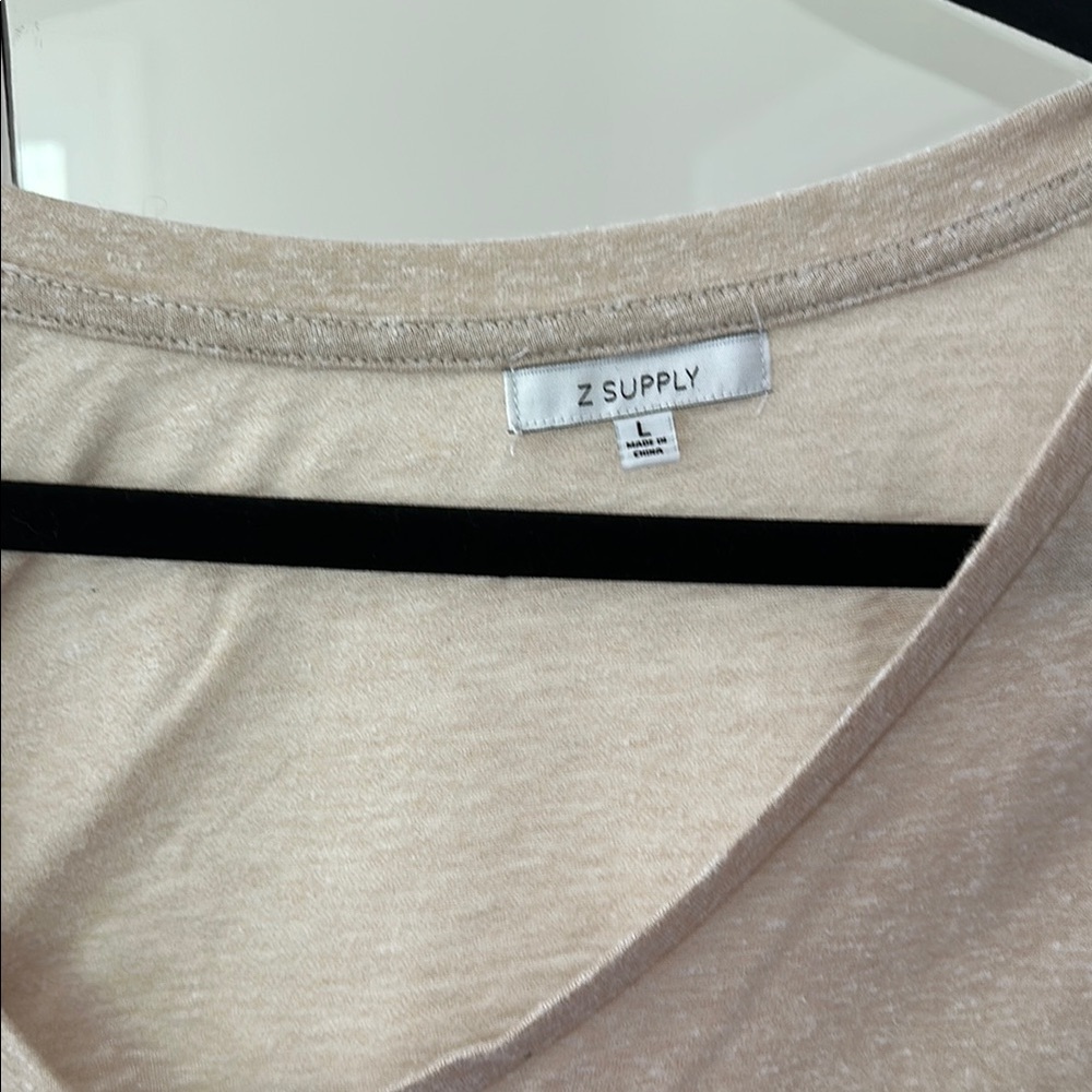 Z Supply Women's Beige V-Neck T-Shirt Dress - Picture 2 of 5